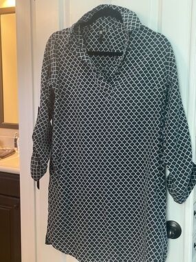 Kut from the Kloth-Womens Navy Blue & White Geometric Tunic Dress